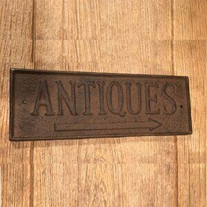 Cast Iron Wall Sign Plaque "Antiques" Store Décor 0170-07470